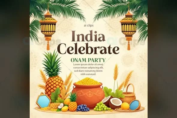 Onam Celebration Party Flyer PSD Template