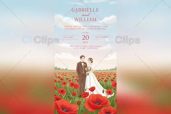Floral Elegant Wedding Invitation PSD Template