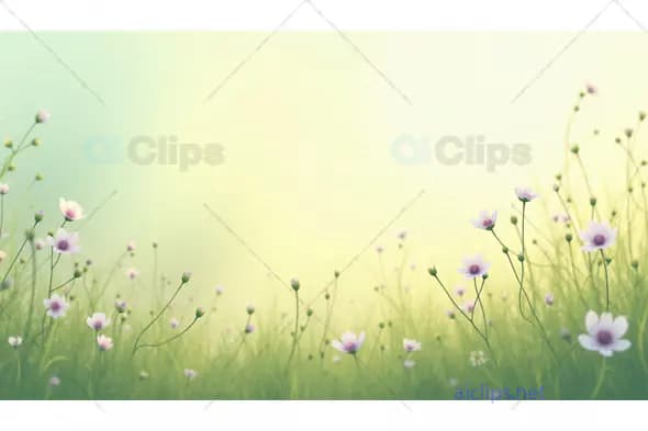 Serene Spring Meadow with Blossoming Flowers
