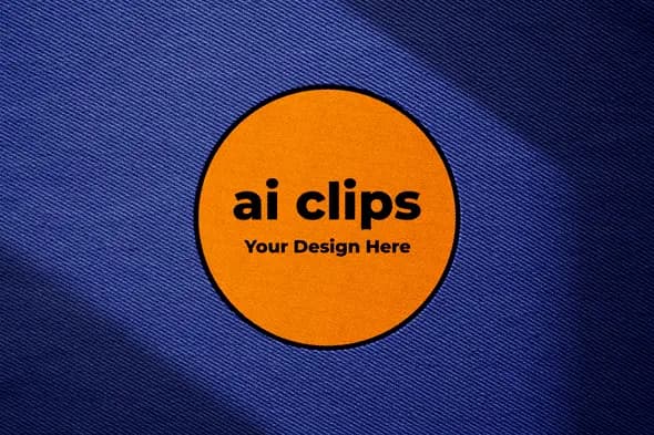 Round Patch Mockup on Denim Fabric