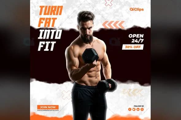 Fitness Gym Promotion Template with Athletic Figure