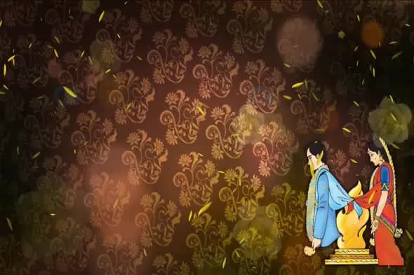 Traditional Indian Wedding Ritual with Elegant Floral Background Animation