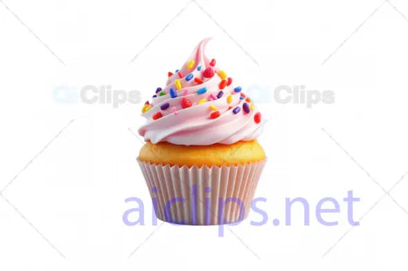 Pink Frosted Cupcake with Colorful Sprinkles 3D Model