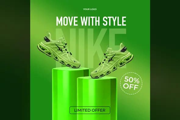 Neon Sport Shoe Ad Template