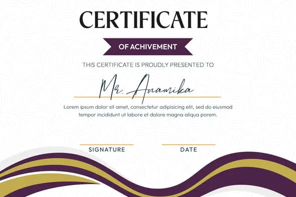 Elegant Purple Achievement Certificate Template