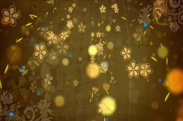 Golden Floral Falling Petals Animation with Ornate Background