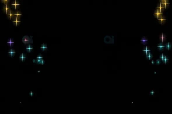 Colorful Sparkling Stars Overlay on Black Background