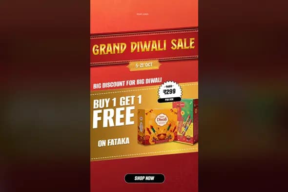 Vibrant Diwali Firecracker Sale Banner Template