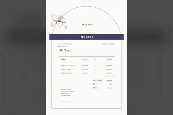 Elegant Lily Perfume Invoice Template