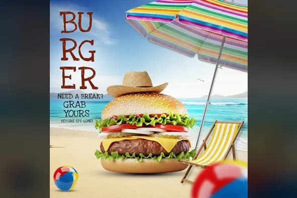 Summer Burger Beach Advertisement Template