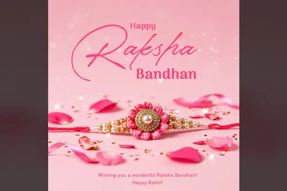 Happy Raksha Bandhan Template Elegant Rakhi Design with Pink Petals
