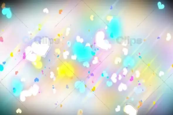 Floating Colorful Hearts with Soft Glowing Light on Pastel Background Animation