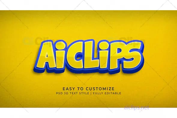 Bold 3D Yellow and Blue Text Effect PSD