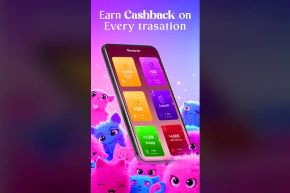 Cashback Rewards App Promo Template with Cute Cartoon Creatures