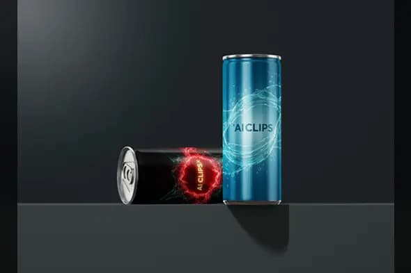 Glowing Particle Energy Drink Can Mockup