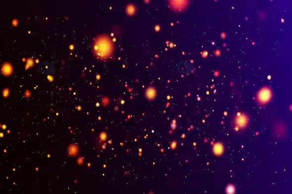 Vibrant Orange Bokeh Particles on Purple Background