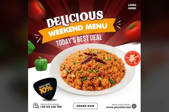Spicy Prawn Fried Rice Promo Template