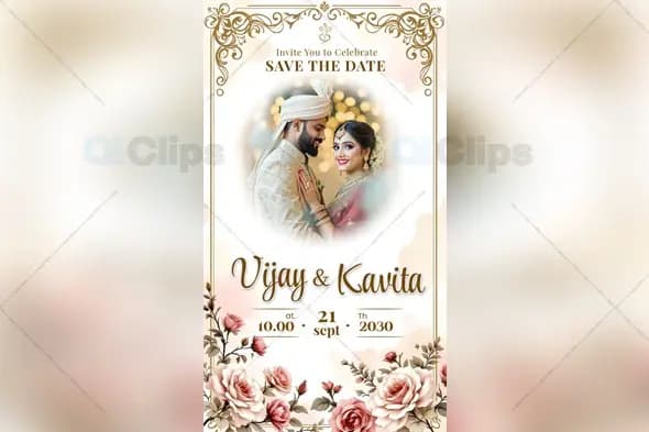 Elegant Save the Date Wedding Invitation PSD Template