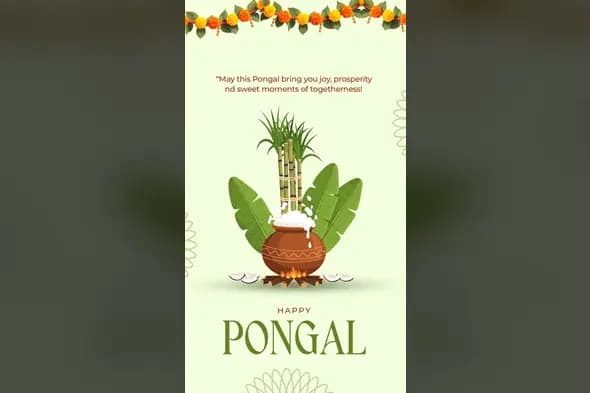 Illustrated Pongal Festival Greeting Template