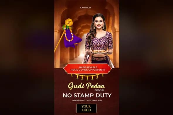 Gudi Padwa Real Estate Offer Ad Template