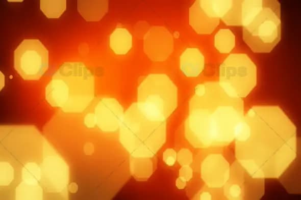 Golden Hexagon Bokeh on Warm Red Background