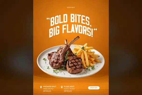 Grilled Meat Dish Promotional Template