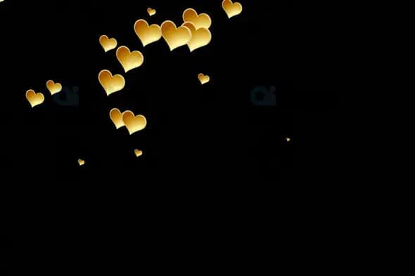 Floating Gold Hearts Overlay on Black Background