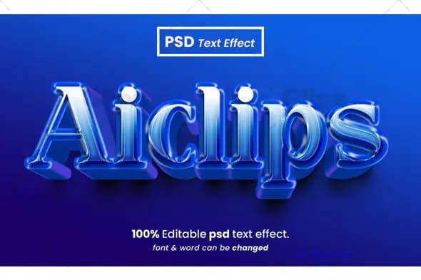 Glossy Blue 3D Text Effect PSD