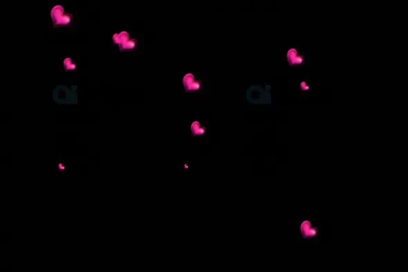 Scattered Pink Hearts Overlay on Black Background