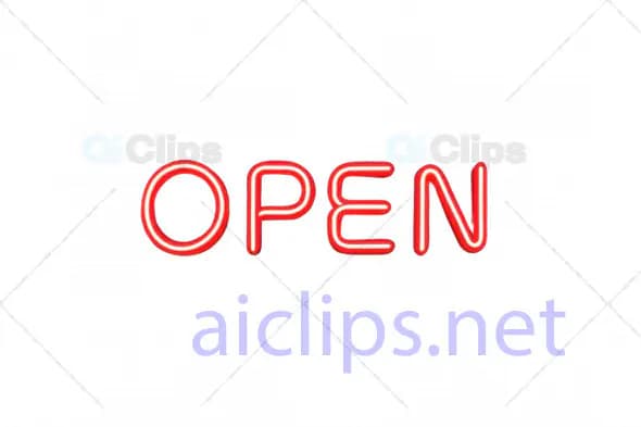 Minimal Neon "Open" Sign - 3D Illustration