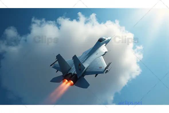 Fighter Jet in Takeoff with Afterburners – Power and Speed in Action