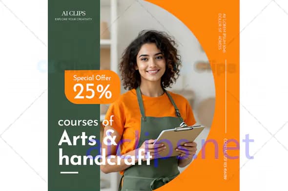 Arts and Handcraft Course Promotion Flyer PSD Template
