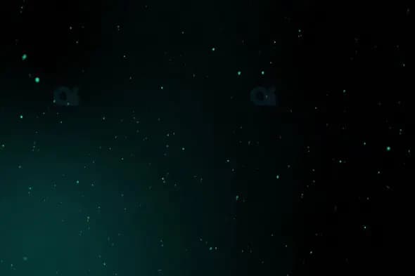 Teal Particles Floating on Dark Background Overlay