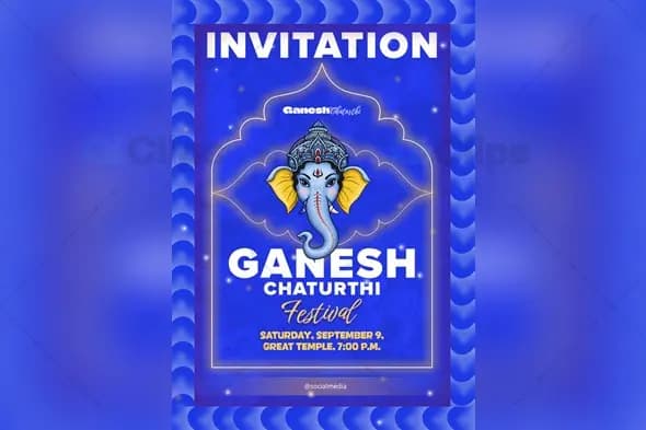 Ganesh Chaturthi Invitation Template PSD