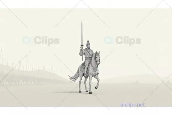 Warrior on Horseback Leading an Army