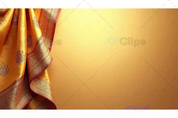 Luxurious Indian Silk Saree on Golden Background