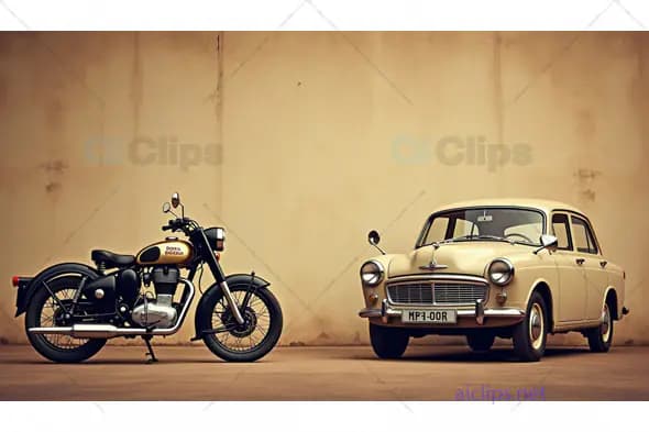 Classic Royal Enfield and Vintage Ambassador Car