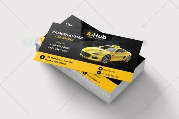 Professional Taxi Driver Business Card Photoshop PSD Template | AIClips