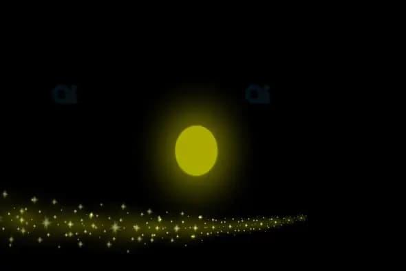 Glowing Yellow Light and Star Trail