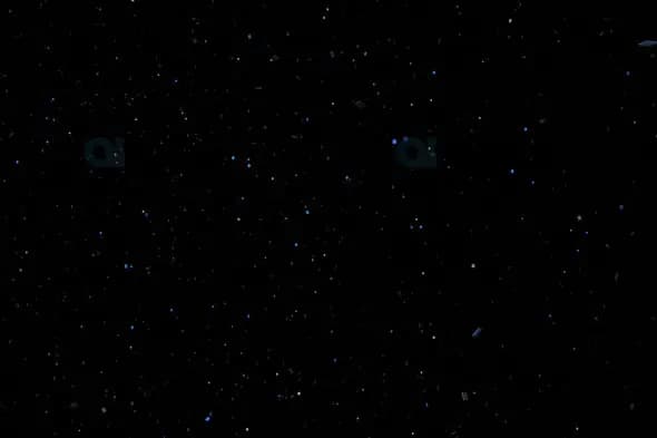 Starry Night Sky with Floating Blue and White Particles