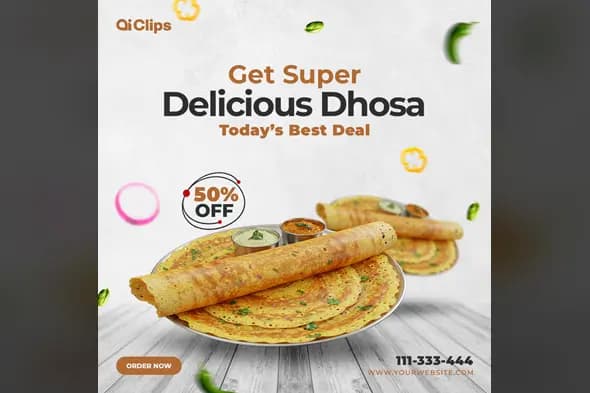Professional Photoshop Template for Delicious Dosa Ads