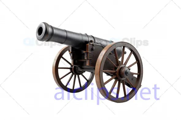 Authentic Historical Cannon 3D Model with Wooden Wheels