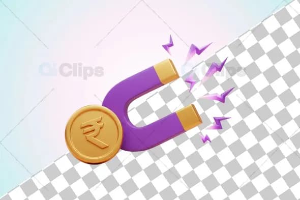 3D Rupee Magnet Illustration for Financial Concepts