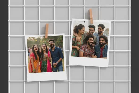 Polaroid Friends Collage Grid Effect