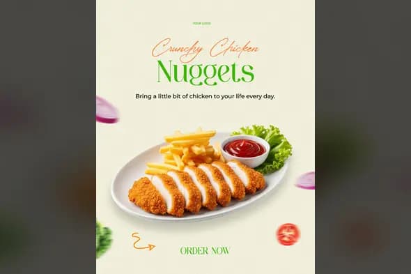 Golden Fried Chicken Nugget Ad Template