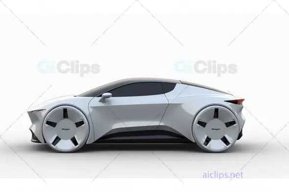 Futuristic Electric Sports Car with Bold Wheel Design