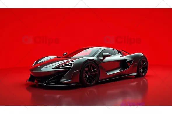 Futuristic Black Sports Car on Dynamic Red Background