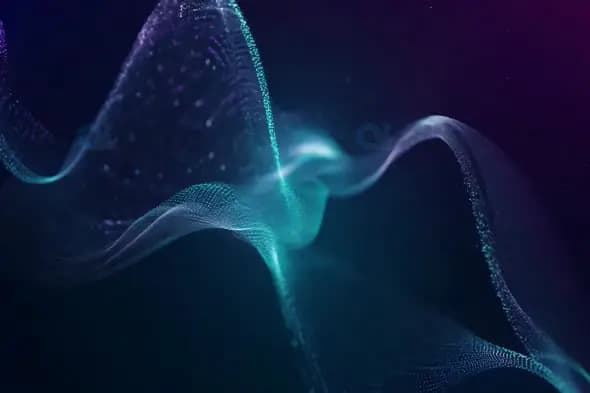 Abstract Digital Particle Wave with Glowing Blue and Purple Hues