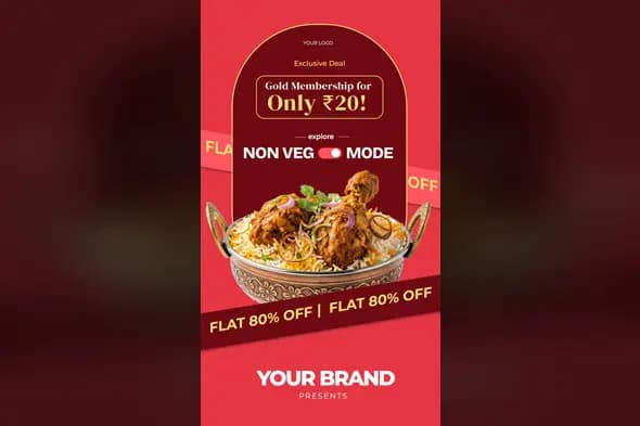 Non-Veg Food App Membership Banner Template