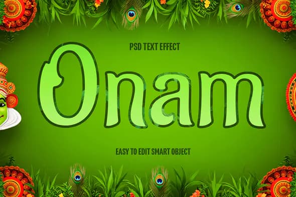 Green Onam Festival Text Effect